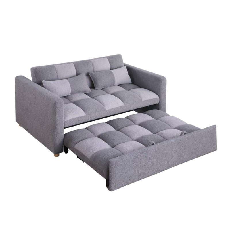 Aukfa 53.5  Convertible Loveseat Sleeper, Pull Out Sofa Bed, Teddy, Gray - Image 7