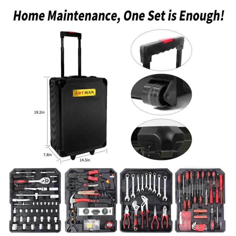 Aukfa 899 Pcs Tool Set, General Hand Tool Kit with Toolbox for Household, Auto Repair, Black - Image 3