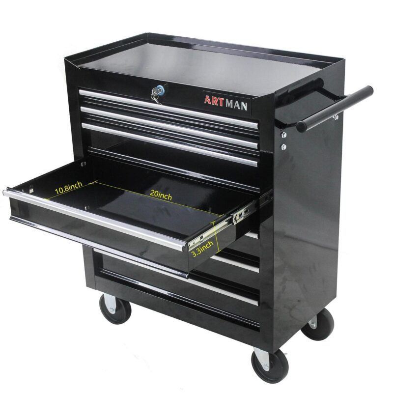 Aukfa Tool Chest, 24.5 in 7-Drawer Steel Rolling Tool Box on Wheels for Workshop Garage, Black - Image 13
