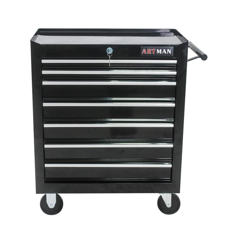 Aukfa Tool Chest, 24.5 in 7-Drawer Steel Rolling Tool Box on Wheels for Workshop Garage, Black - Image 11