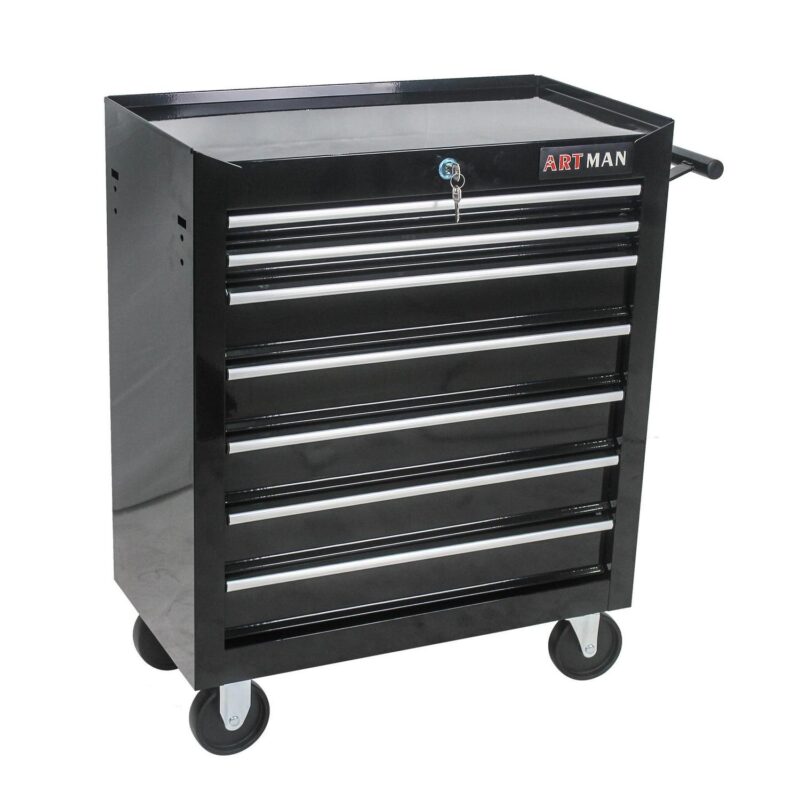 Aukfa Tool Chest, 24.5 in 7-Drawer Steel Rolling Tool Box on Wheels for Workshop Garage, Black - Image 12