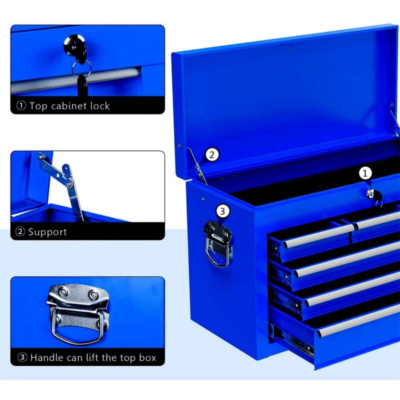 Aukfa Tool Chest, 2 in 1 Steel Rolling Tool Box and Cabinet On Wheels for Garage, 8-Drawer, Blue - Image 12