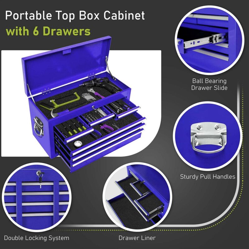 Aukfa Tool Chest, 2 in 1 Steel Rolling Tool Box and Cabinet On Wheels for Garage, 8-Drawer, Blue - Image 6