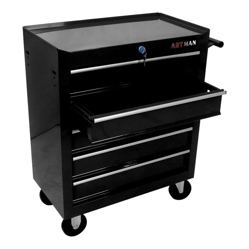 Aukfa Tool Chest, 5-Drawer Steel Rolling Tool Box on Wheels for Workshop Garage, Black - Image 10