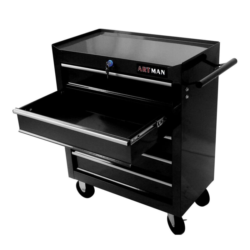 Aukfa Tool Chest, 5-Drawer Steel Rolling Tool Box on Wheels for Workshop Garage, Black - Image 9
