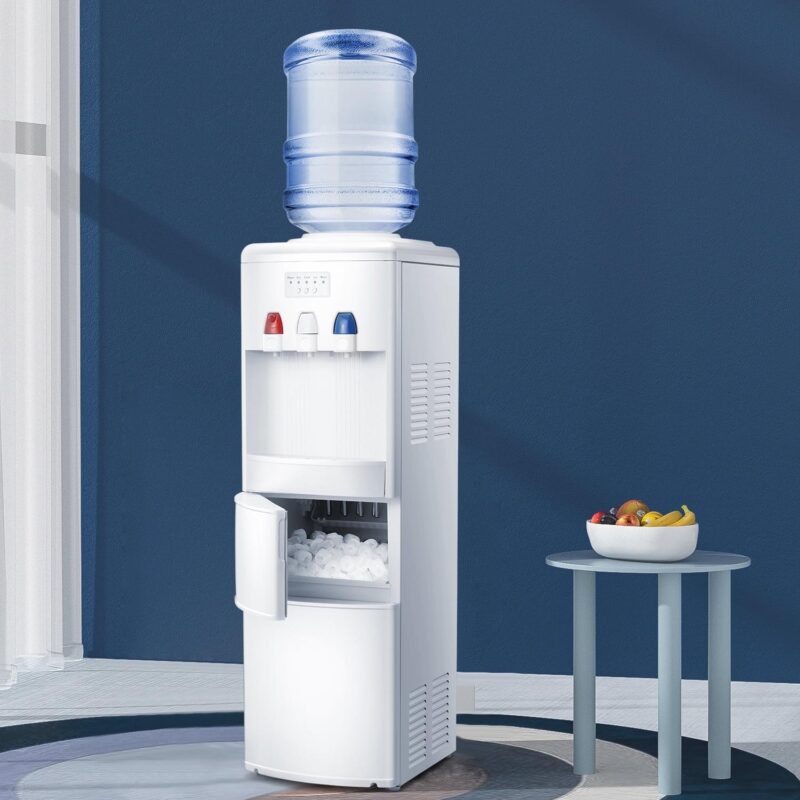 Auseo 5 Gallon Water Cooler Dispenser with Built-in Ice Maker, Top Loading Water Dispenser 3 in 1 Hot/Cold/Room Temperature, Child Lock, White - Image 4