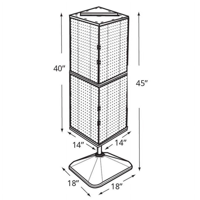 Azar 40 (H) x 14 (W) x 14 (D) Weighted 4-Sided Interlocking Pegboard Floor Display Clear 701435-CLR - Image 2