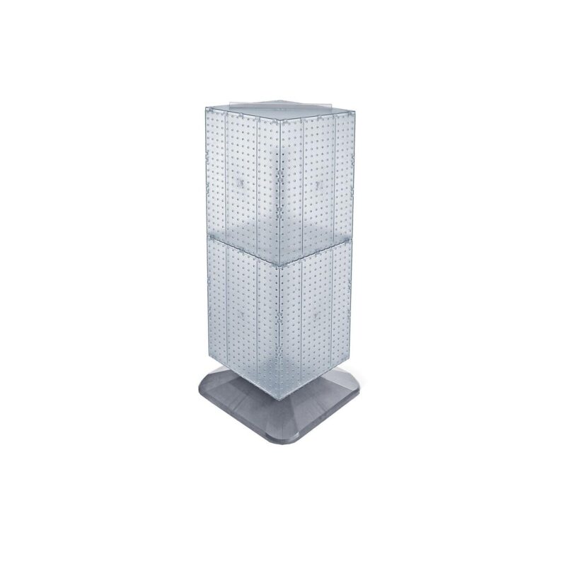 Azar 40 (H) x 14 (W) x 14 (D) Weighted 4-Sided Interlocking Pegboard Floor Display Clear 701435-CLR