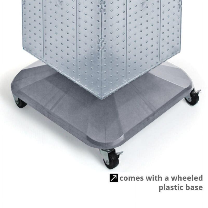 Azar Displays 701465-WHT White Four-Sided Pegboard Tower Floor Display on Revolving Wheeled Base. Spinner Rack Stand. Panel Size: 14 W x 60 H - Image 3