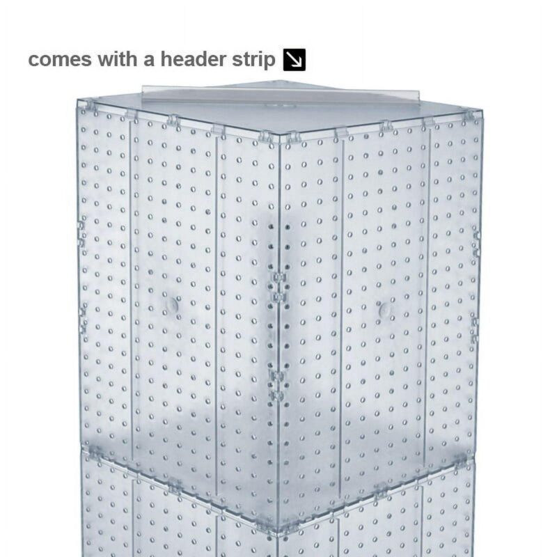 Azar Displays 701465-WHT White Four-Sided Pegboard Tower Floor Display on Revolving Wheeled Base. Spinner Rack Stand. Panel Size: 14 W x 60 H - Image 4