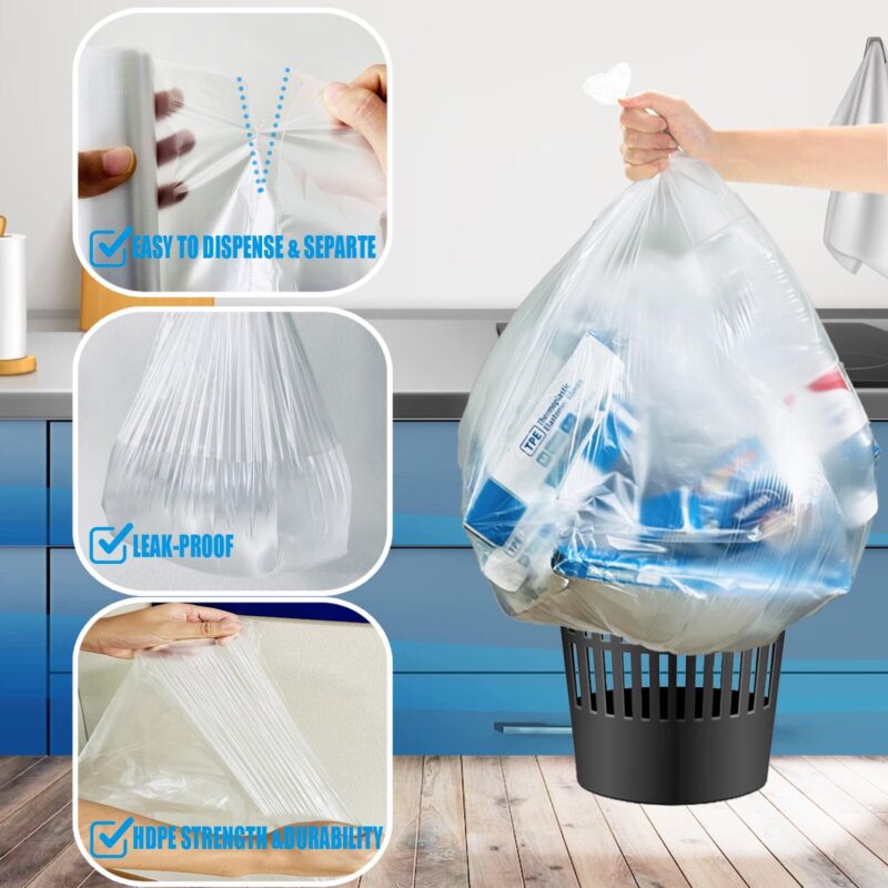 BEIDOU-PAC Tall Kitchen Trash Bags 13 Gallon, 250 Count, Unscented Clear Plastic Recycling Bags - Image 5