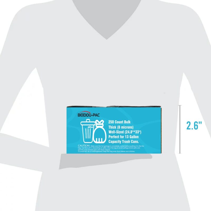 BEIDOU-PAC Tall Kitchen Trash Bags 13 Gallon, 250 Count, Unscented Clear Plastic Recycling Bags - Image 4