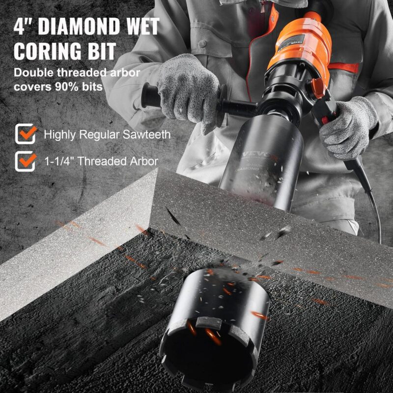 BENTISM Diamond Core Drill Machine Handheld Concrete Core Drill Rig 4in Bit 1500W - Image 4