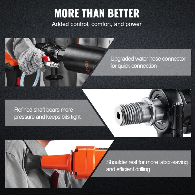 BENTISM Diamond Core Drill Machine Handheld Concrete Core Drill Rig 4in Bit 1500W - Image 6