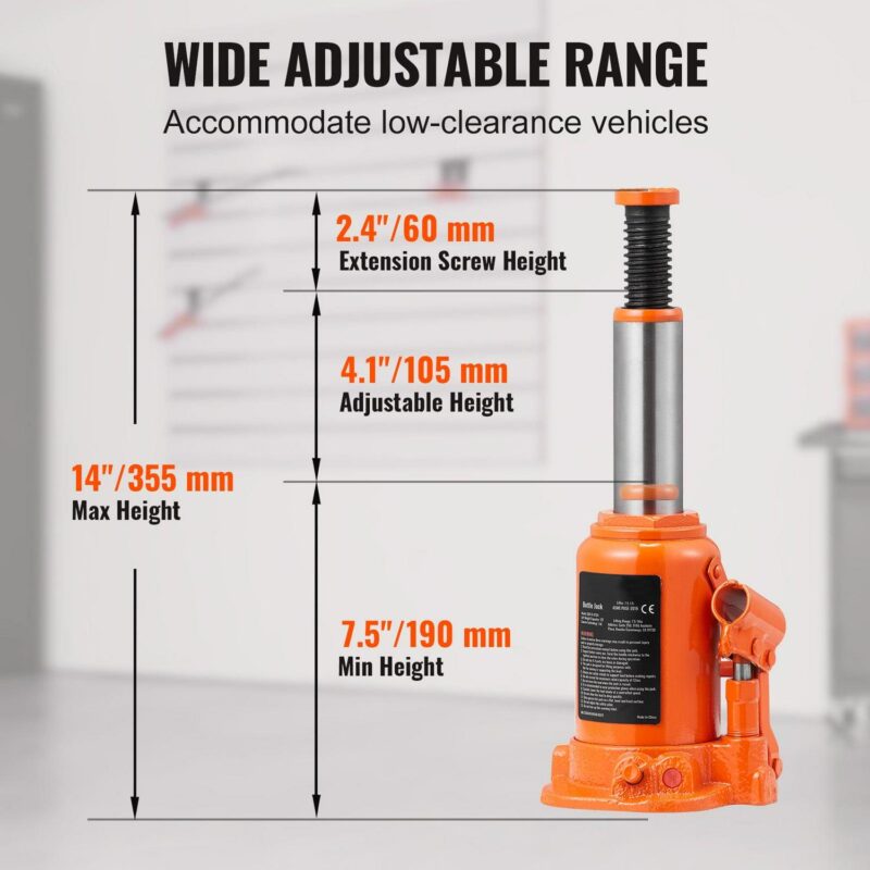 BENTISM Hydraulic Bottle Jack 12Ton 7.5 -14  Height Manual High Lift Portable Automotive Car Repair Shop Jack Repairing Tool for SUV MPV Sedan - Image 3