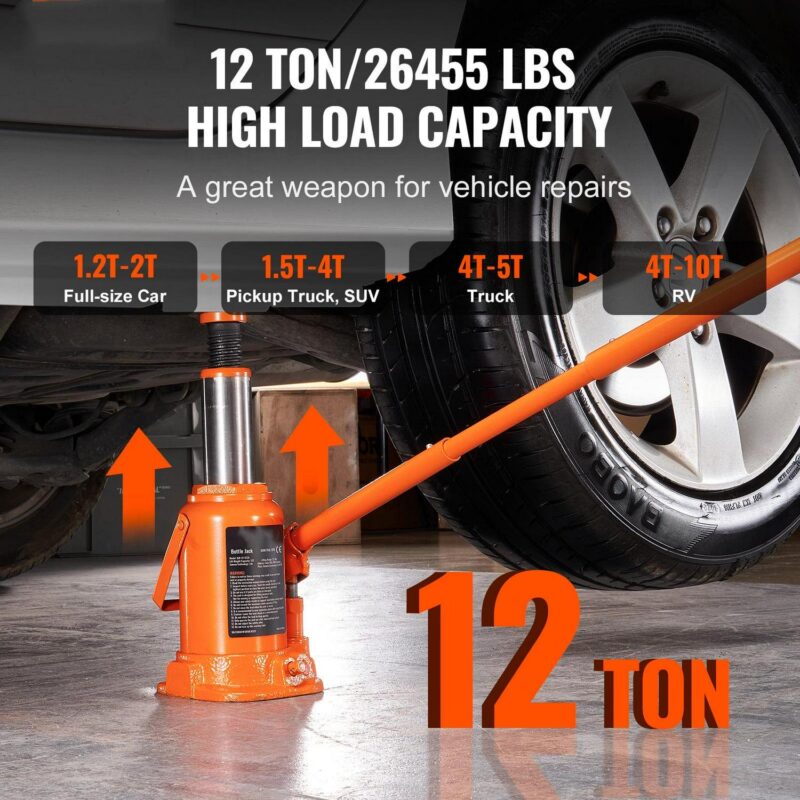 BENTISM Hydraulic Bottle Jack 12Ton 7.5 -14  Height Manual High Lift Portable Automotive Car Repair Shop Jack Repairing Tool for SUV MPV Sedan - Image 2