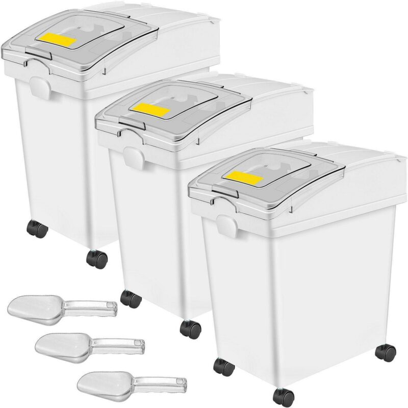 BENTISM Ingredient Storage Bin, Flour Bins On Wheels, 6.6 Gallons Capacity, 3 Pcs/Set - Image 9