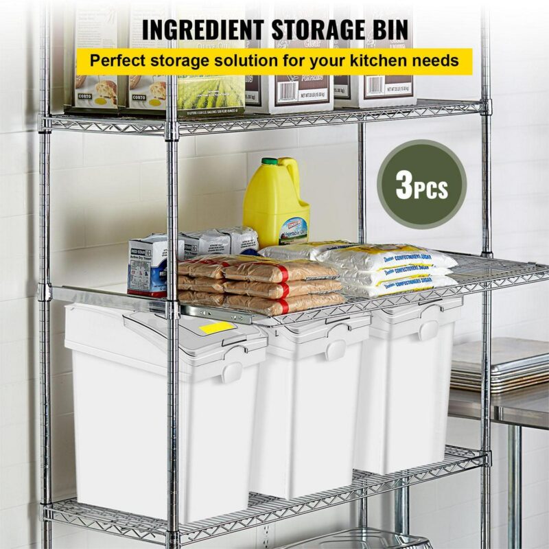 BENTISM Ingredient Storage Bin, Flour Bins On Wheels, 6.6 Gallons Capacity, 3 Pcs/Set - Image 2