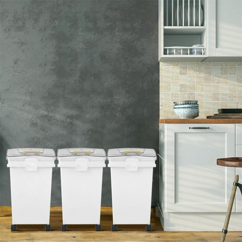 BENTISM Ingredient Storage Bin, Flour Bins On Wheels, 6.6 Gallons Capacity, 3 Pcs/Set