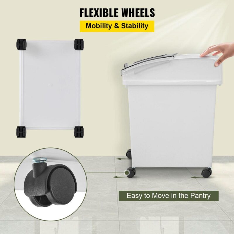 BENTISM Ingredient Storage Bin, Flour Bins On Wheels, 6.6 Gallons Capacity, 3 Pcs/Set - Image 6