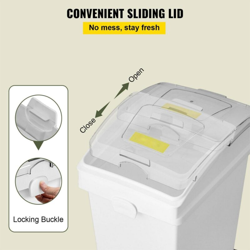 BENTISM Ingredient Storage Bin, Flour Bins On Wheels, 6.6 Gallons Capacity, 3 Pcs/Set - Image 4