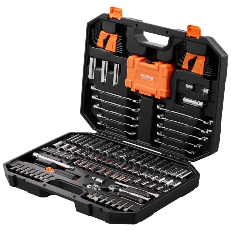 BENTISM Mechanics Tool Set and Socket Set, 1/4  and 3/8  Drive Deep and Standard Sockets, 145 Piece SAE and Metric Mechanic Tool Kit with Bits, Combination Wrench, Hex Wrenches, Accessories - Image 9