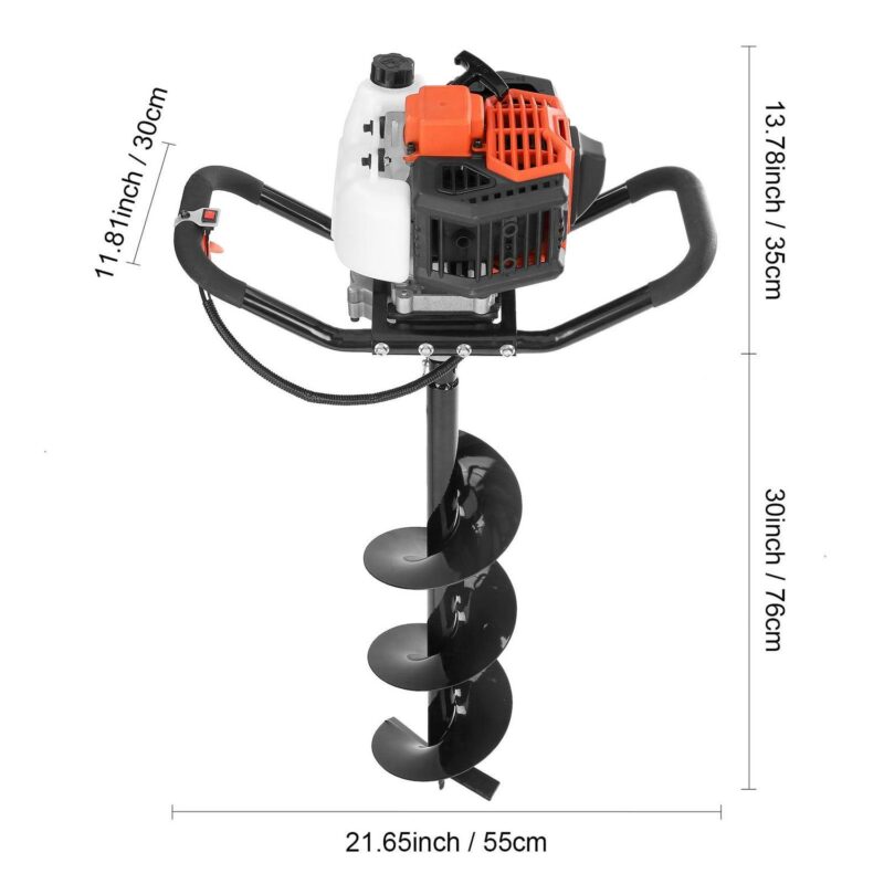 BENTISM Post Hole Digger 43cc Gas Powered Earth Digger with 8  Auger Drill Bit - Image 8