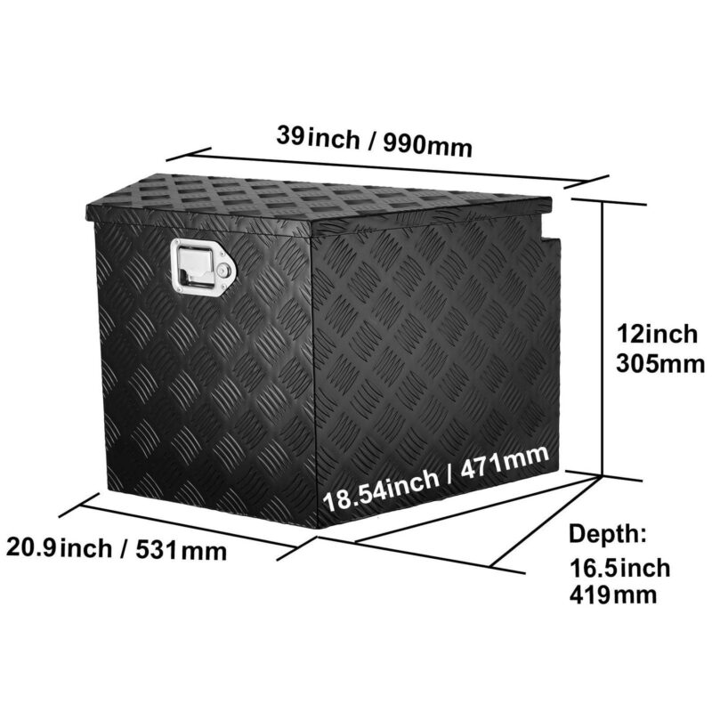 BENTISM Trailer Tongue Storage Tool Box 39x16.5x12 inch Aluminum Alloy + Lock Keys - Image 7