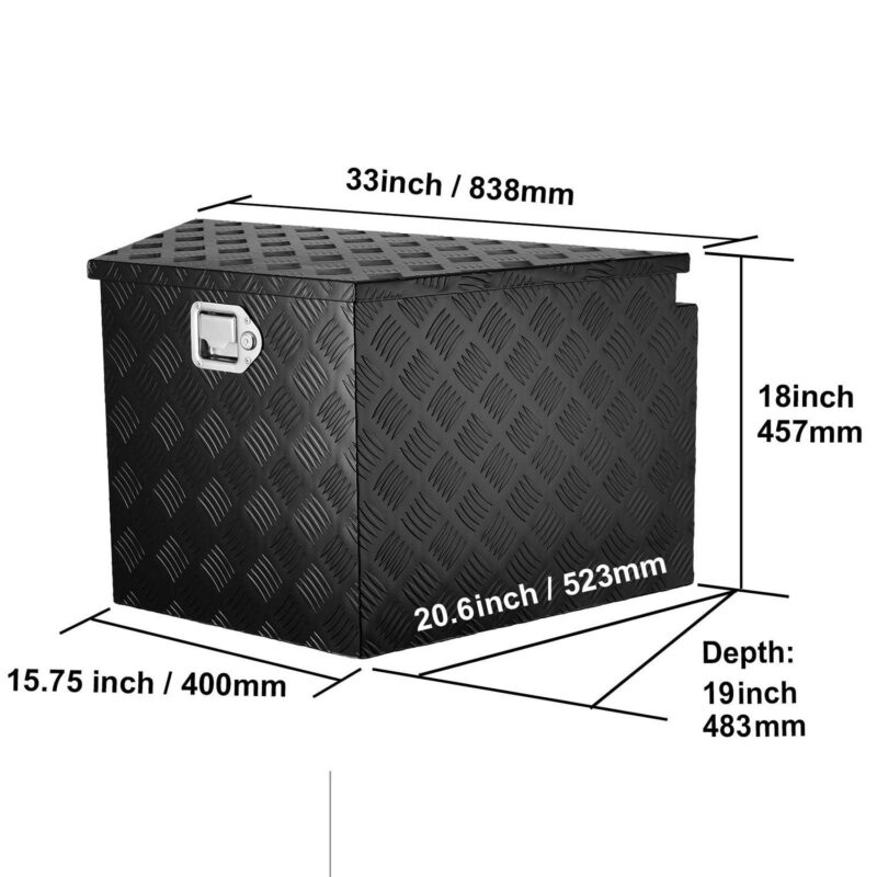 BENTISM Trailer Tongue Storage Tool Box 33x19x18 inch Aluminum Alloy + Lock Keys - Image 3
