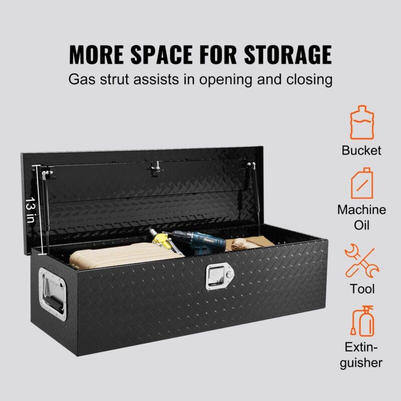 BENTISM Truck Tool Box 39 x13 x10  Aluminum Bar Tread Waterproof Tool Storage for Hitch Cargo Racks RVs Truck Beds Trailers Homes Garages - Image 3
