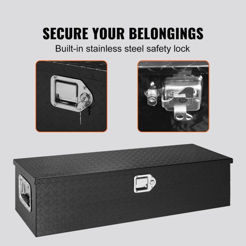 BENTISM Truck Tool Box 39 x13 x10  Aluminum Bar Tread Waterproof Tool Storage for Hitch Cargo Racks RVs Truck Beds Trailers Homes Garages - Image 4