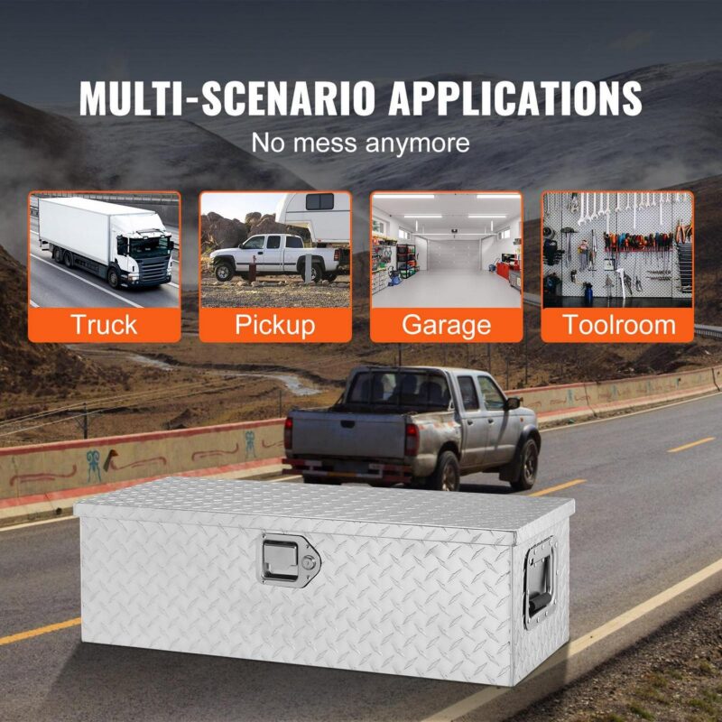 BENTISM Truck Tool Box 30 x13 x9.6  Heavy Duty Aluminum Bar Tread Truck Tool Box for Pick Up Truck Bed - Image 6