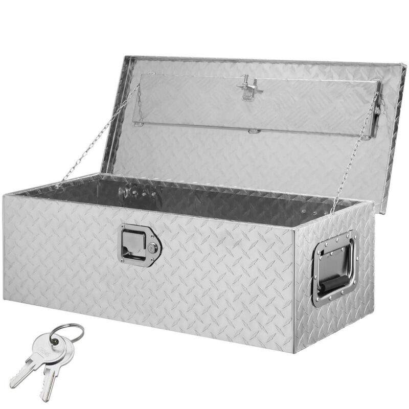 BENTISM Truck Tool Box 30 x13 x9.6  Heavy Duty Aluminum Bar Tread Truck Tool Box for Pick Up Truck Bed