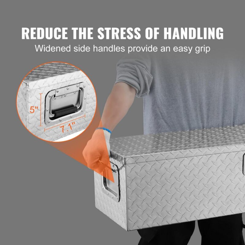 BENTISM Truck Tool Box 48 x15 x15  Aluminum Alloy Waterproof Bar Tread Tool Box Tool Storage Organizer for Pick Up Truck Bed - Image 5