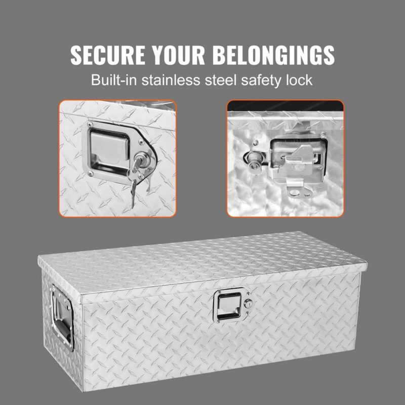 BENTISM Truck Tool Box 30 x13 x9.6  Heavy Duty Aluminum Bar Tread Truck Tool Box for Pick Up Truck Bed - Image 4