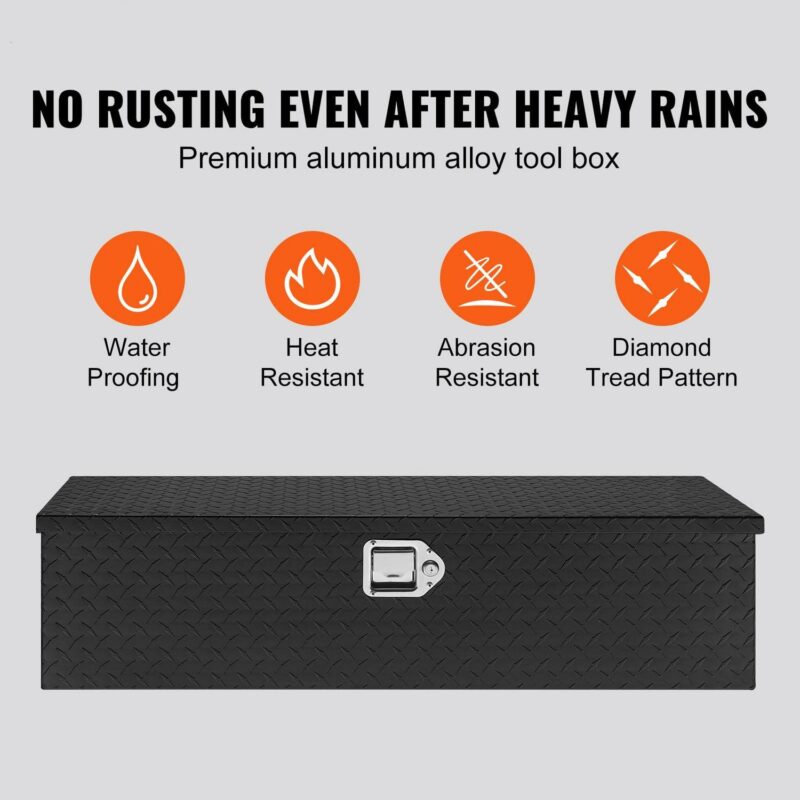 BENTISM Truck Tool Box 39 x13 x10  Aluminum Bar Tread Waterproof Tool Storage for Hitch Cargo Racks RVs Truck Beds Trailers Homes Garages - Image 2