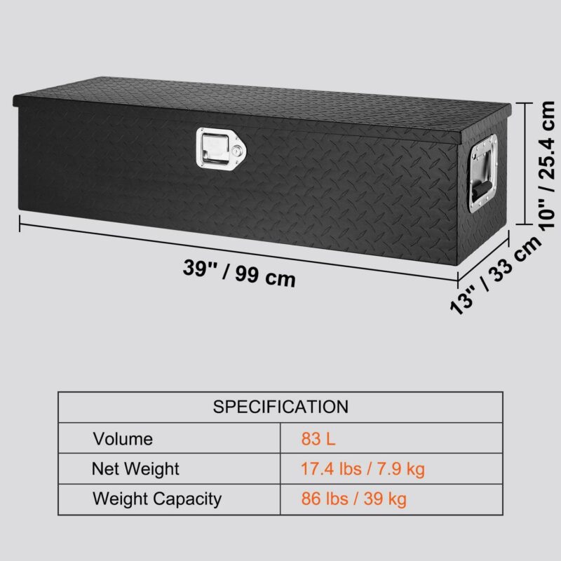 BENTISM Truck Tool Box 39 x13 x10  Aluminum Bar Tread Waterproof Tool Storage for Hitch Cargo Racks RVs Truck Beds Trailers Homes Garages - Image 7