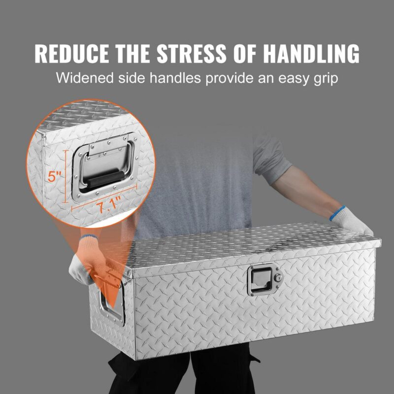 BENTISM Truck Tool Box 30 x13 x9.6  Heavy Duty Aluminum Bar Tread Truck Tool Box for Pick Up Truck Bed - Image 5
