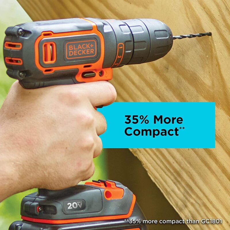 BLACK+DECKER 20V MAX* Cordless 3/8 in Drill Driver Kit (1) Lithium Ion Battery with Charger, (BDCDD120C) - Image 20