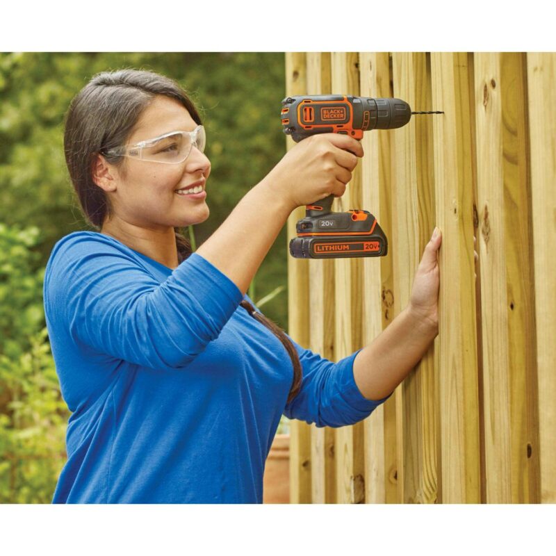 BLACK+DECKER 20V MAX* Cordless 3/8 in Drill Driver Kit (1) Lithium Ion Battery with Charger, (BDCDD120C) - Image 6