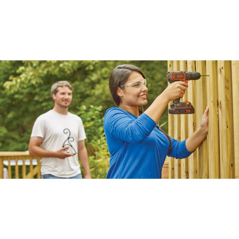 BLACK+DECKER 20V MAX* Cordless 3/8 in Drill Driver Kit (1) Lithium Ion Battery with Charger, (BDCDD120C) - Image 7