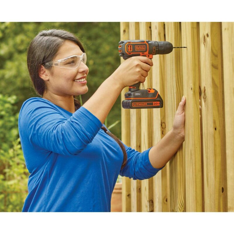 BLACK+DECKER 20V MAX* Cordless 3/8 in Drill Driver Kit (1) Lithium Ion Battery with Charger, (BDCDD120C)