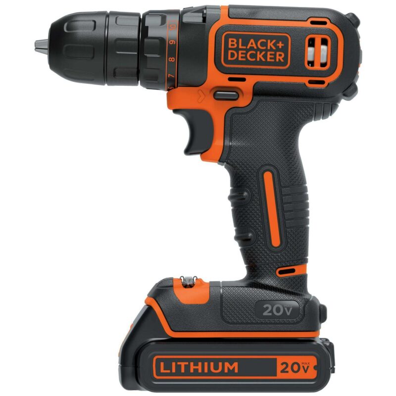 BLACK+DECKER 20V MAX* Cordless 3/8 in Drill Driver Kit (1) Lithium Ion Battery with Charger, (BDCDD120C) - Image 15
