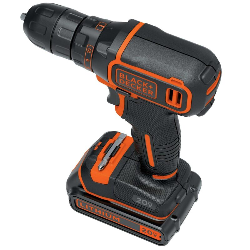 BLACK+DECKER 20V MAX* Cordless 3/8 in Drill Driver Kit (1) Lithium Ion Battery with Charger, (BDCDD120C) - Image 14