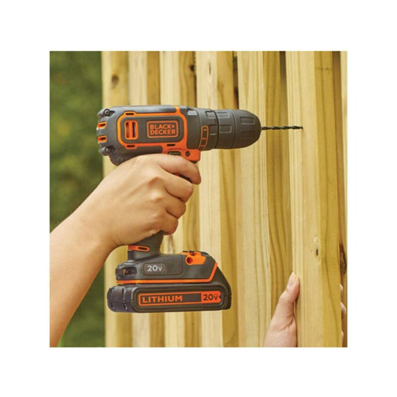 BLACK+DECKER 20V MAX* Cordless 3/8 in Drill Driver Kit (1) Lithium Ion Battery with Charger, (BDCDD120C) - Image 11