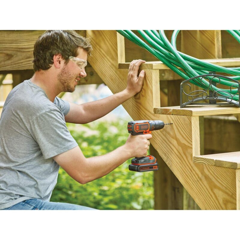 BLACK+DECKER 20V MAX* Cordless 3/8 in Drill Driver Kit (1) Lithium Ion Battery with Charger, (BDCDD120C) - Image 3