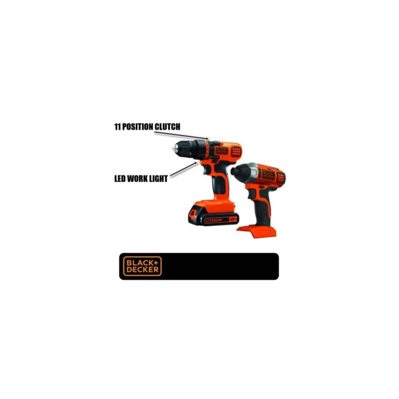BLACK+DECKER 20-Volt MAX* 1.5 Ah Cordless Lithium-Ion Drill And Impact Driver Combo Kit, BD2KITCDDI - Image 3