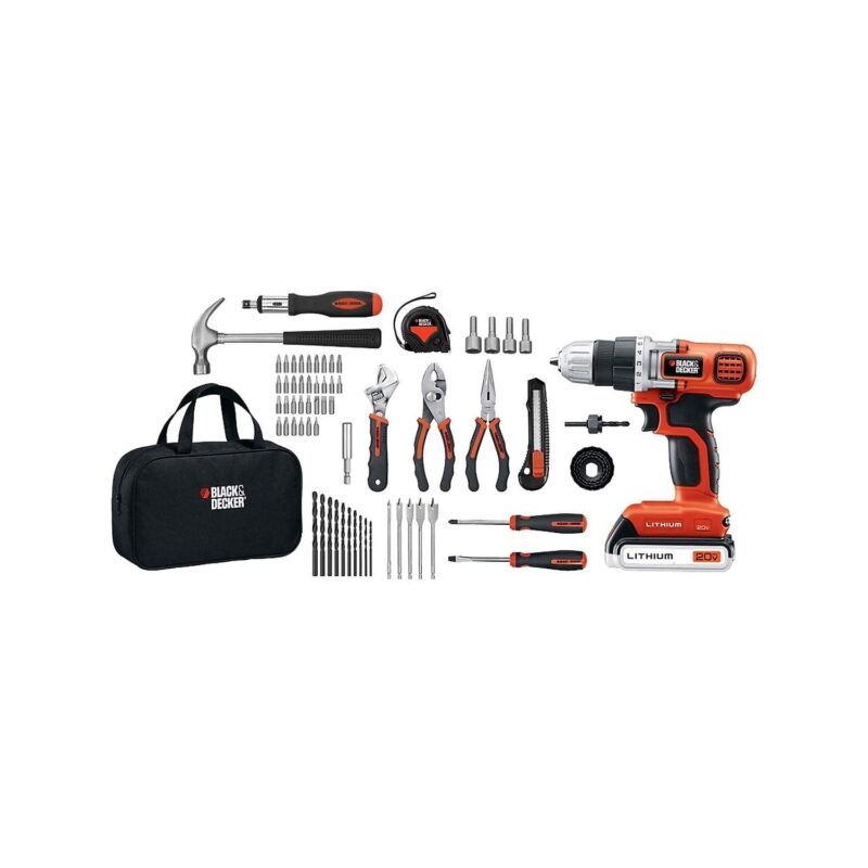 BLACK+DECKER 20-Volt MAX* Lithium Drill/Driver and 68-Piece Project Kit, LDX120PK