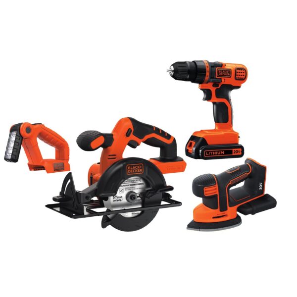 BLACK+DECKER 4 Tool Lithium Cordless Combo Kit, BD4KITCDCMSL