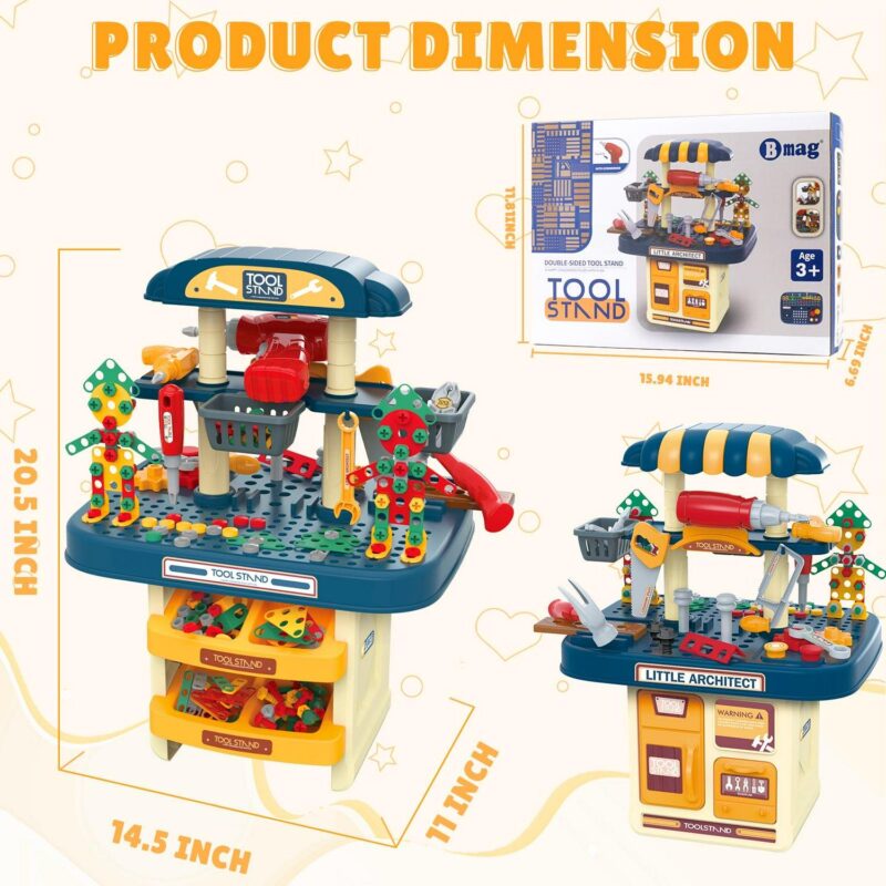 BMAG 246 PCS Kids Tool Bench Play Set, Pretend Workbench Toy Tools with Electric Drill, Workshop Construction Toys for Boys Girls - Image 7